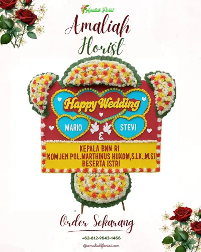 Karangan Papan Bunga Pernikahan di Cipunagara
